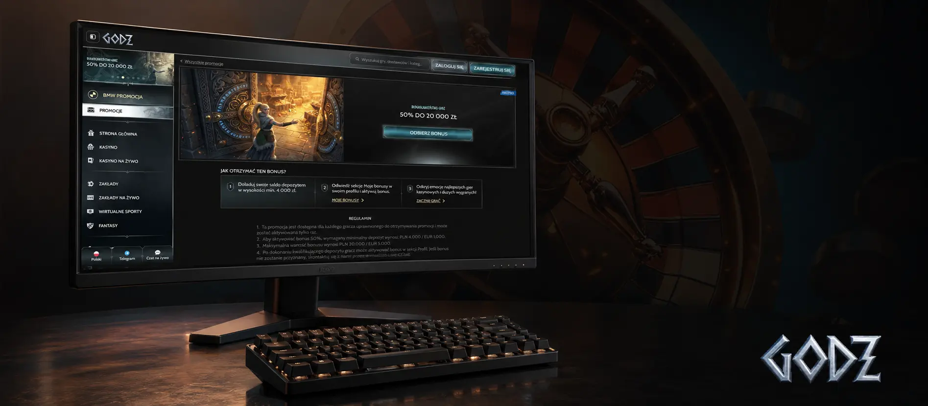 Mobilna wersja Godz Casino w przeglądarce
